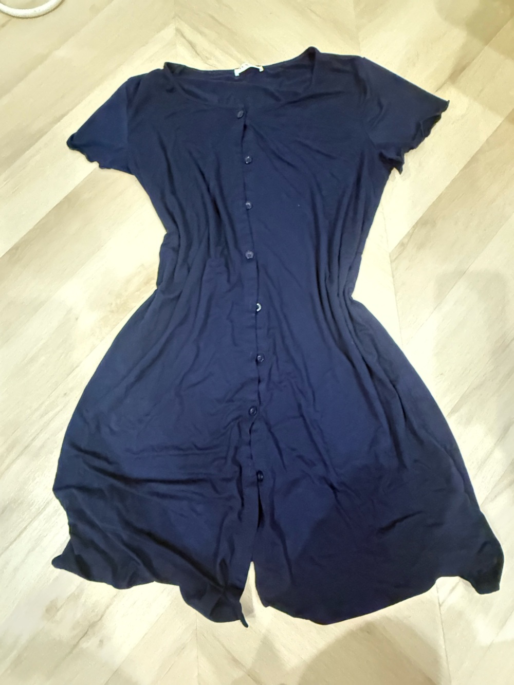 Navy Button-Front Midi Dress - Women